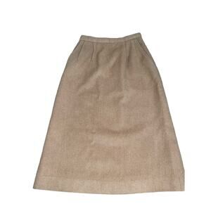 100% Camel Hair skirt knee length tan Khaki Vintage SZ 4 pleated pockets pencil